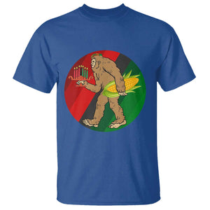 African American Holiday Gift T Shirt Retro Sunset Bigfoot With Kwanzaa Candle TS12 Royal Blue Print Your Wear