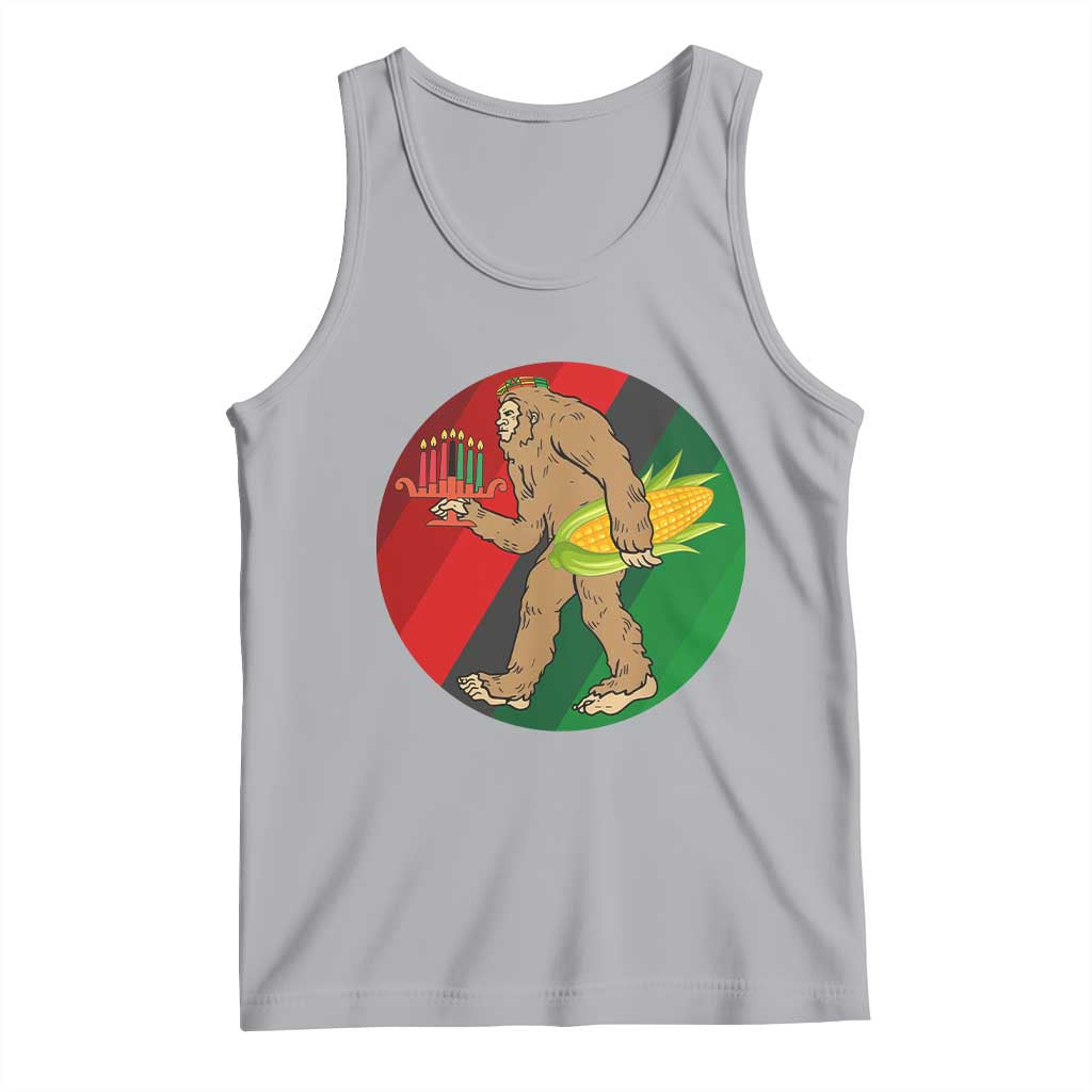 African American Holiday Gift Tank Top Retro Sunset Bigfoot With Kwanzaa Candle TS12 Athletic Heather Print Your Wear