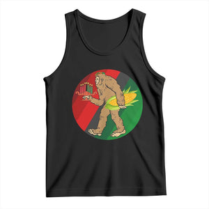 African American Holiday Gift Tank Top Retro Sunset Bigfoot With Kwanzaa Candle - Print Your Wear