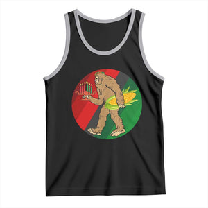 African American Holiday Gift Tank Top Retro Sunset Bigfoot With Kwanzaa Candle TS12 Black Athletic Heather Print Your Wear