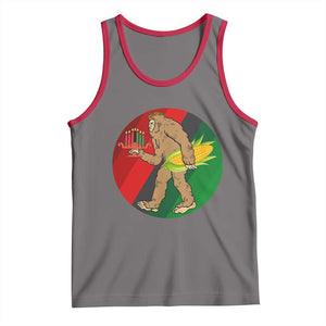 African American Holiday Gift Tank Top Retro Sunset Bigfoot With Kwanzaa Candle - Print Your Wear