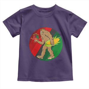 African American Holiday Gift Toddler T Shirt Retro Sunset Bigfoot With Kwanzaa Candle - Print Your Wear