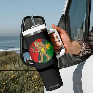 African American Holiday Gift Tumbler With Handle Retro Sunset Bigfoot With Kwanzaa Candle TS12 Print Your Wear