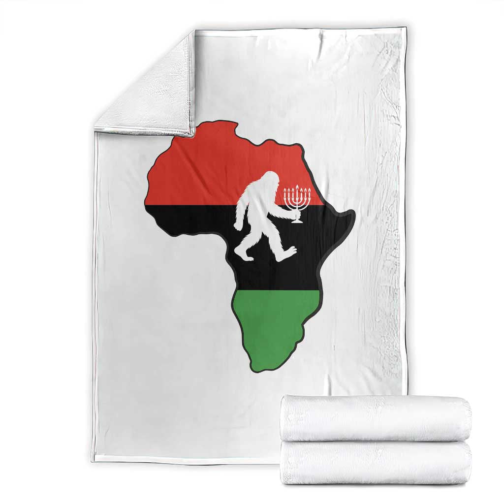 Funny Kwanzaa Bigfoot Lover Throw Blanket Festival Of Lights African Heritage Gift - Print Your Wear