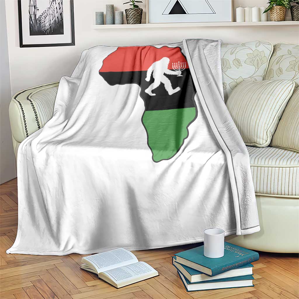 Funny Kwanzaa Bigfoot Lover Throw Blanket Festival Of Lights African Heritage Gift - Print Your Wear