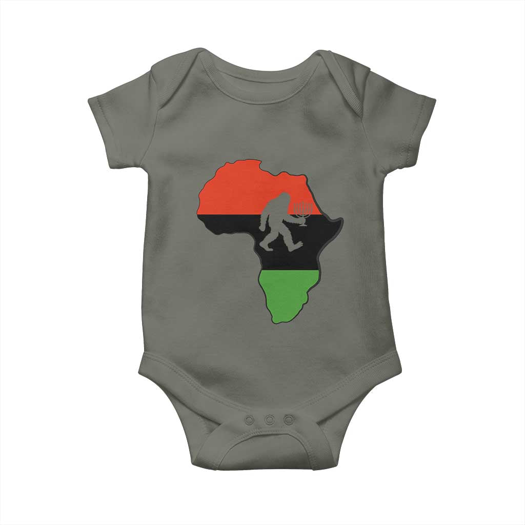 Funny Kwanzaa Bigfoot Lover Baby Onesie Festival Of Lights African Heritage Gift TS12 Military Green Print Your Wear