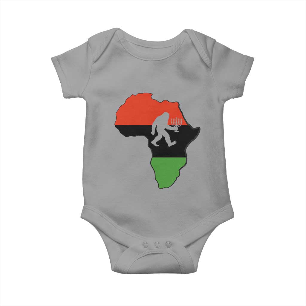Funny Kwanzaa Bigfoot Lover Baby Onesie Festival Of Lights African Heritage Gift TS12 Sport Gray Print Your Wear