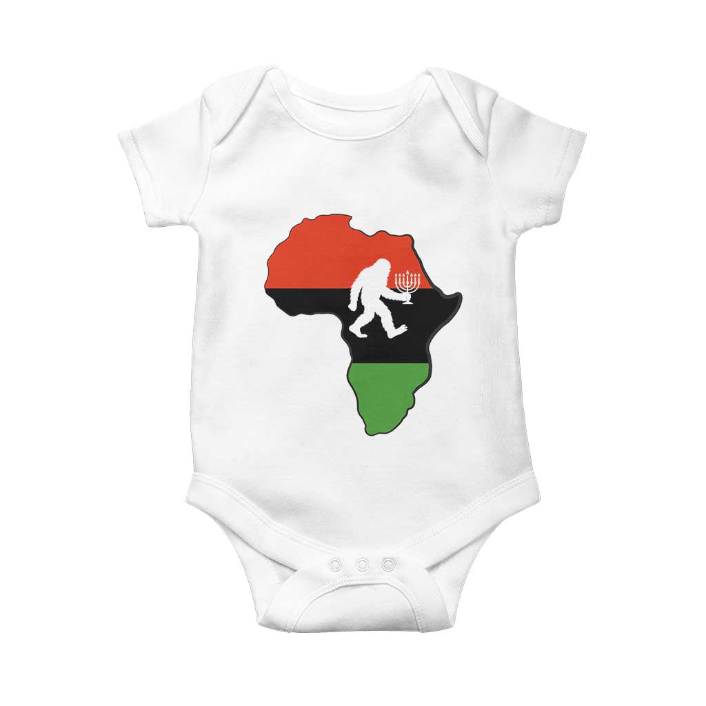 Funny Kwanzaa Bigfoot Lover Baby Onesie Festival Of Lights African Heritage Gift - Print Your Wear