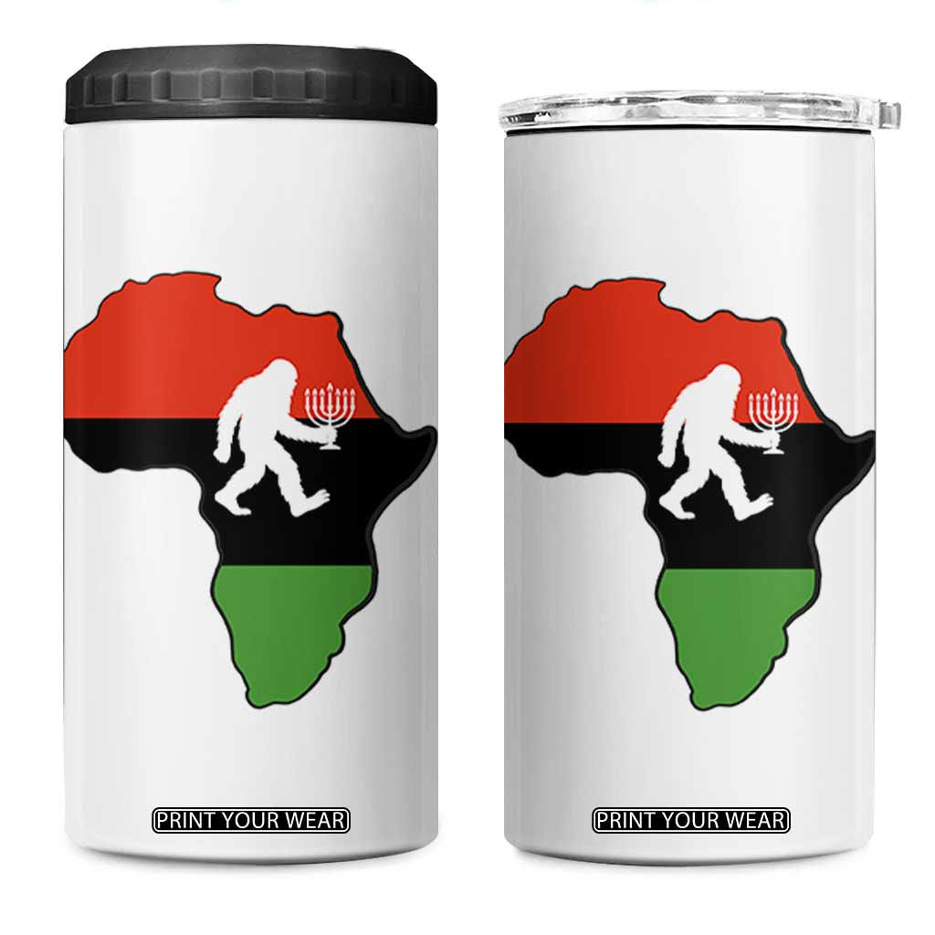 Funny Kwanzaa Bigfoot Lover 4 in 1 Can Cooler Tumbler Festival Of Lights African Heritage Gift - Print Your Wear