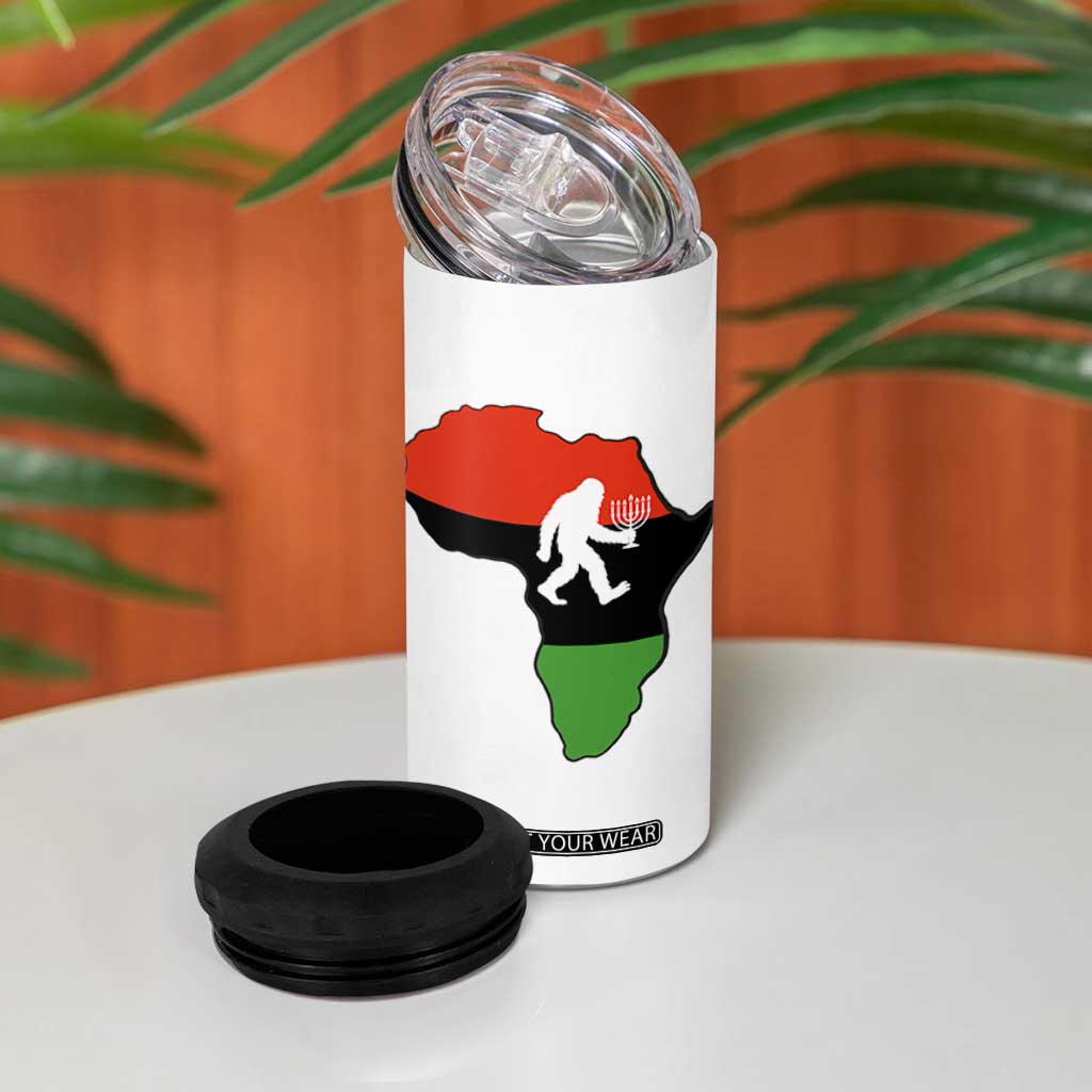 Funny Kwanzaa Bigfoot Lover 4 in 1 Can Cooler Tumbler Festival Of Lights African Heritage Gift - Print Your Wear