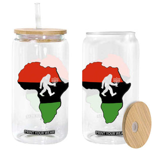 Funny Kwanzaa Bigfoot Lover Glass Can Festival Of Lights African Heritage Gift - Print Your Wear