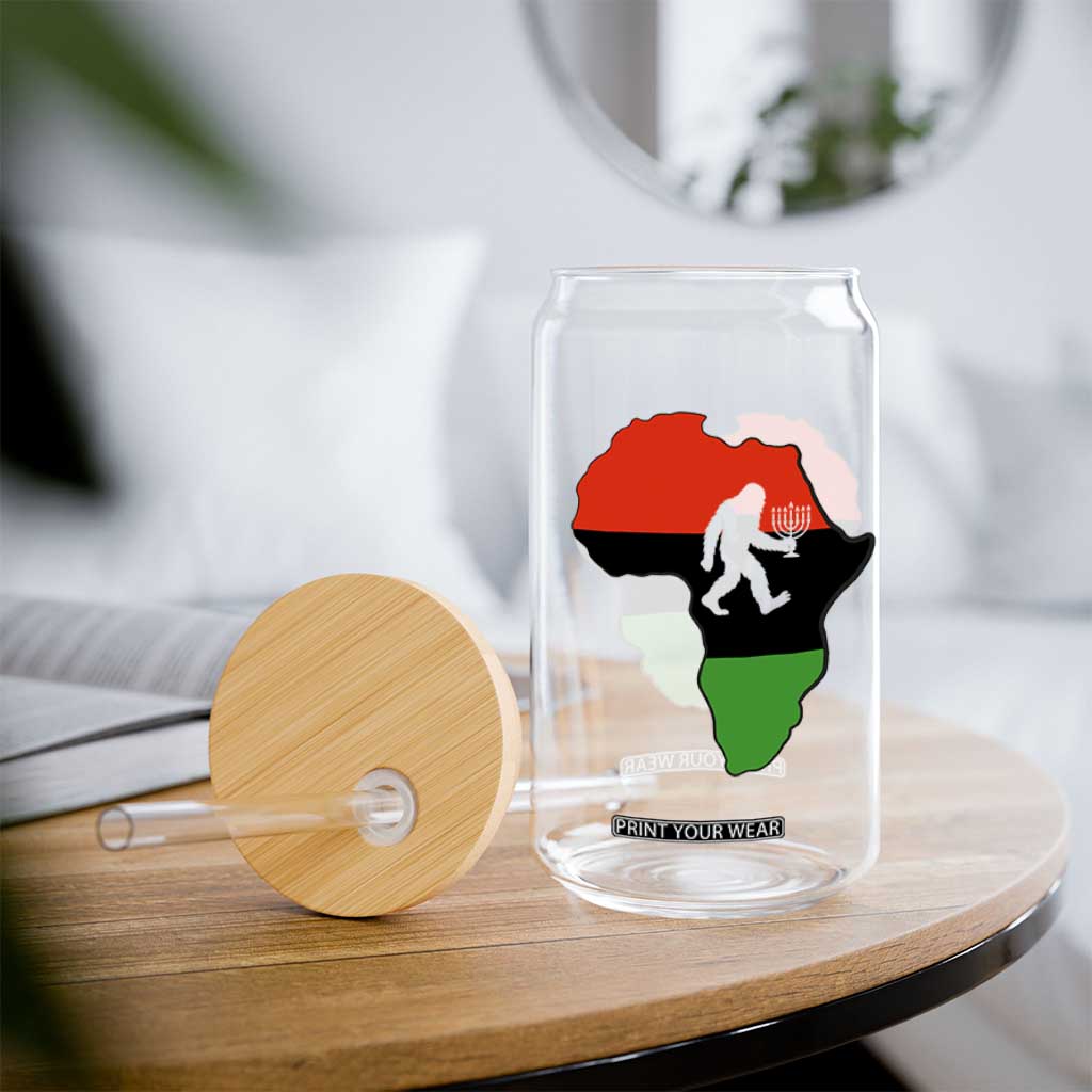 Funny Kwanzaa Bigfoot Lover Glass Can Festival Of Lights African Heritage Gift - Print Your Wear