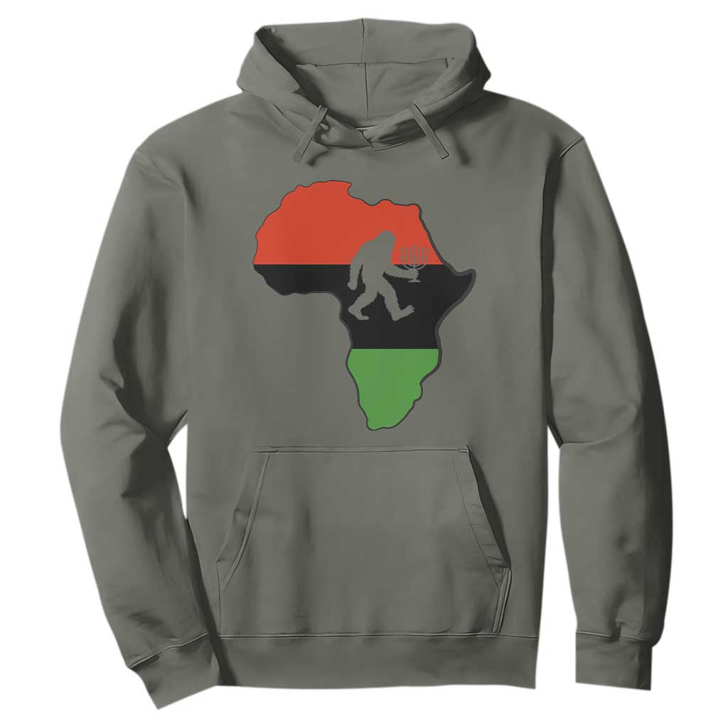 Funny Kwanzaa Bigfoot Lover Hoodie Festival Of Lights African Heritage Gift TS12 Military Green Print Your Wear
