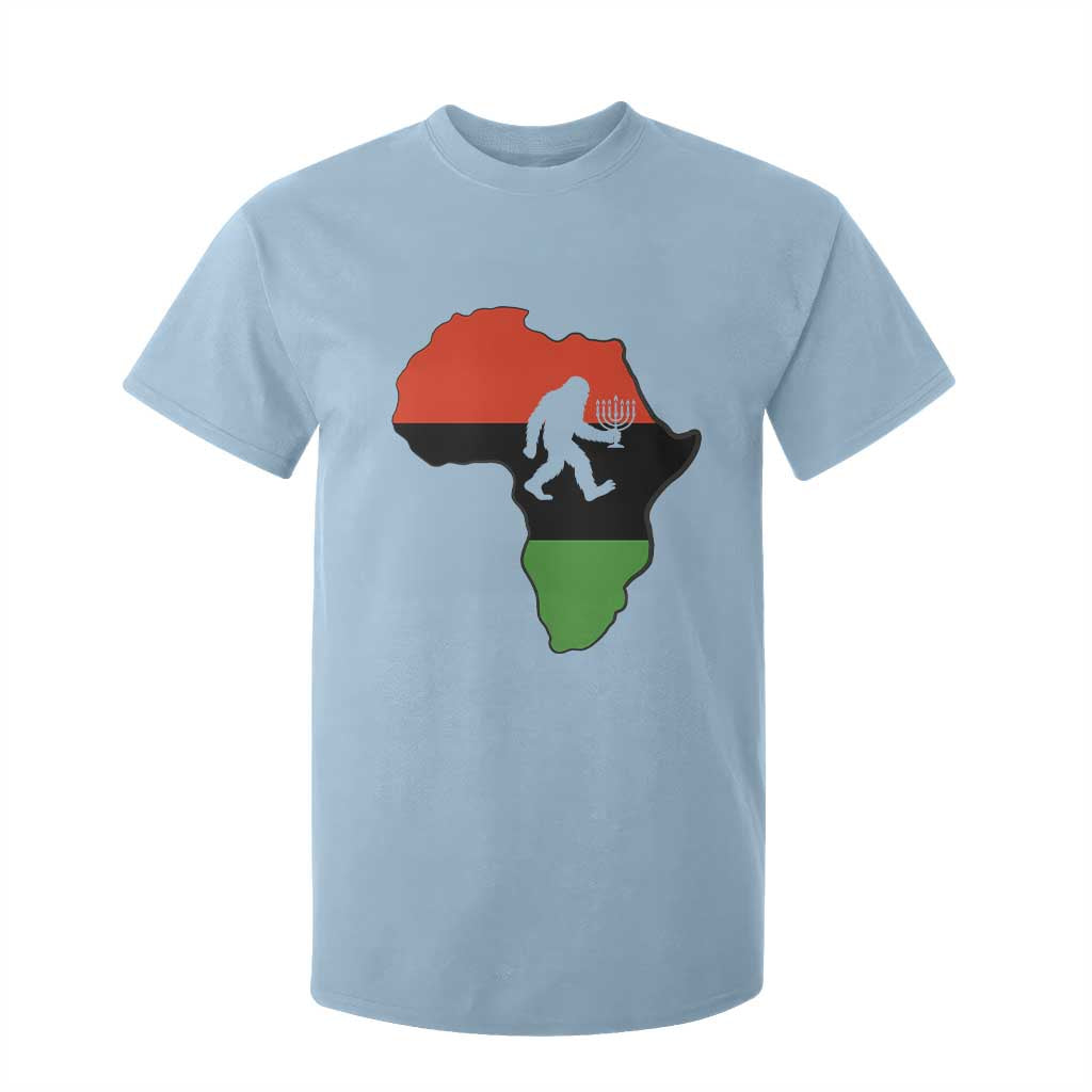 Funny Kwanzaa Bigfoot Lover T Shirt For Kid Festival Of Lights African Heritage Gift - Print Your Wear