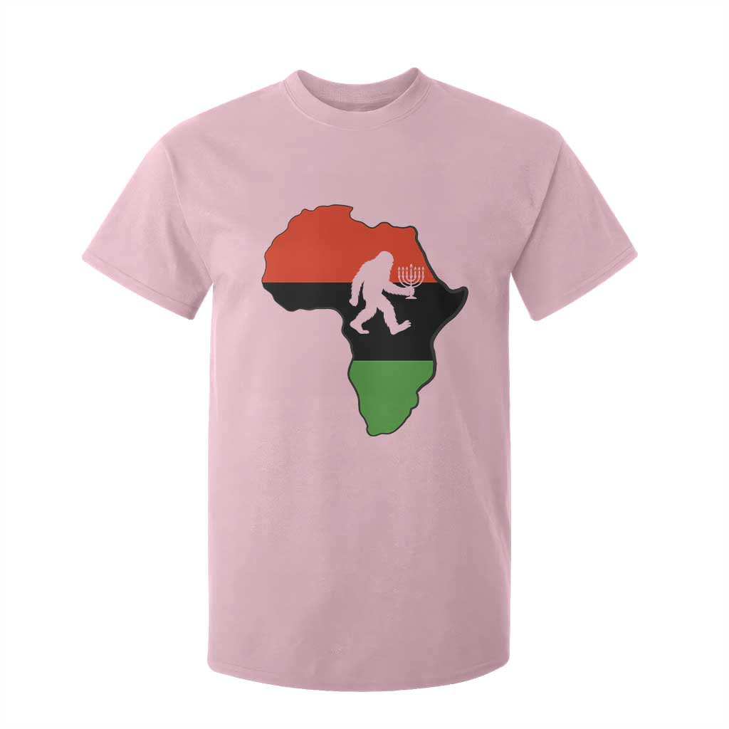 Funny Kwanzaa Bigfoot Lover T Shirt For Kid Festival Of Lights African Heritage Gift - Print Your Wear