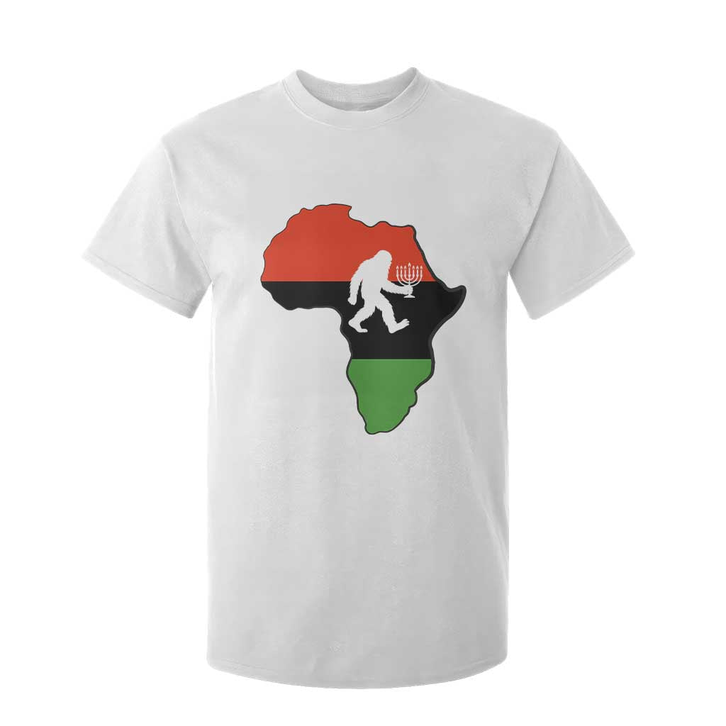 Funny Kwanzaa Bigfoot Lover T Shirt For Kid Festival Of Lights African Heritage Gift TS12 White Print Your Wear