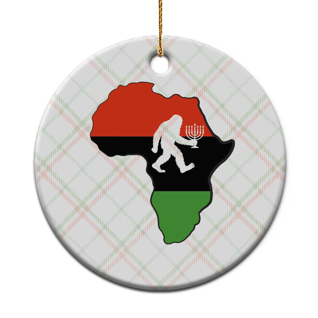 Funny Kwanzaa Bigfoot Lover Ceramic Ornament Festival Of Lights African Heritage Gift - Print Your Wear