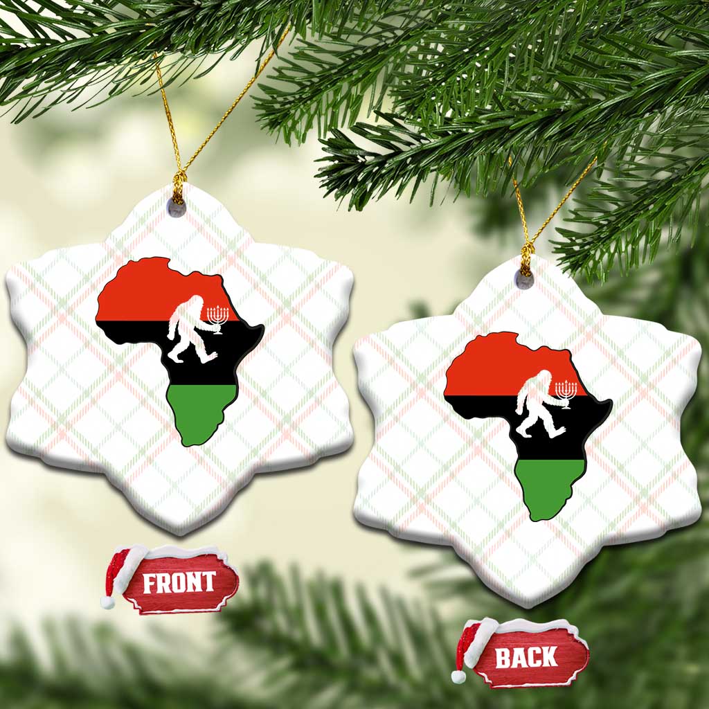 Funny Kwanzaa Bigfoot Lover Ceramic Ornament Festival Of Lights African Heritage Gift - Print Your Wear