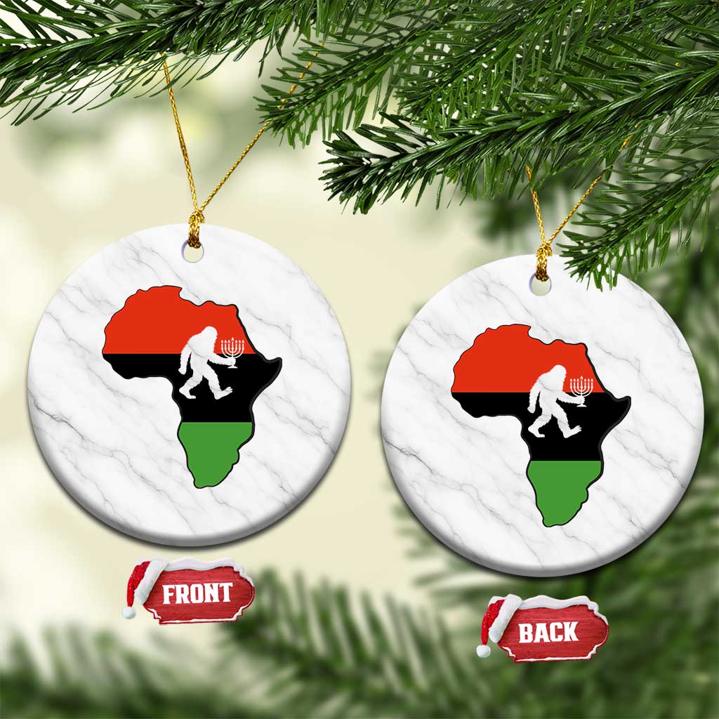 Funny Kwanzaa Bigfoot Lover Ceramic Ornament Festival Of Lights African Heritage Gift - Print Your Wear