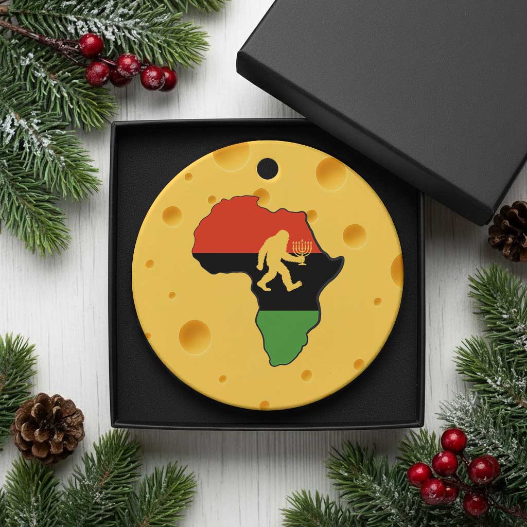 Funny Kwanzaa Bigfoot Lover Ceramic Ornament Festival Of Lights African Heritage Gift - Print Your Wear
