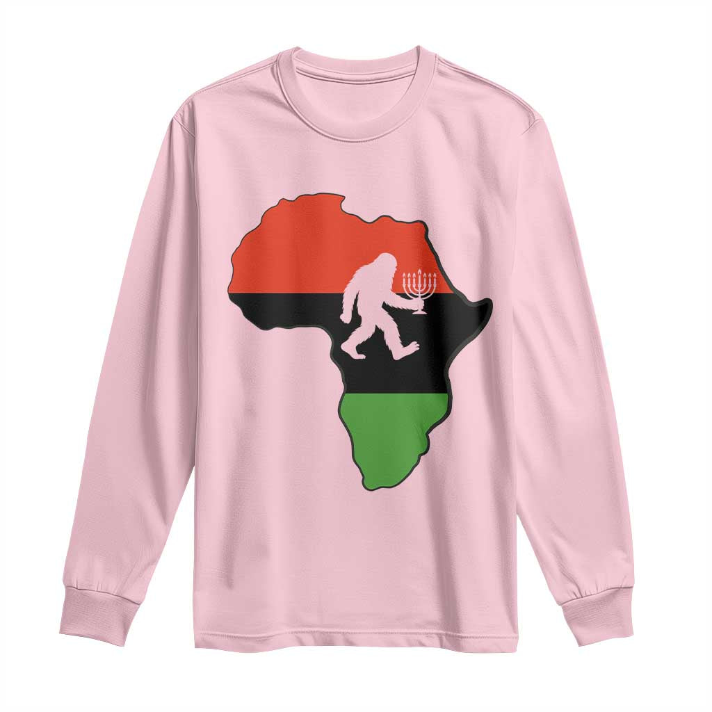 Funny Kwanzaa Bigfoot Lover Long Sleeve Shirt Festival Of Lights African Heritage Gift - Print Your Wear