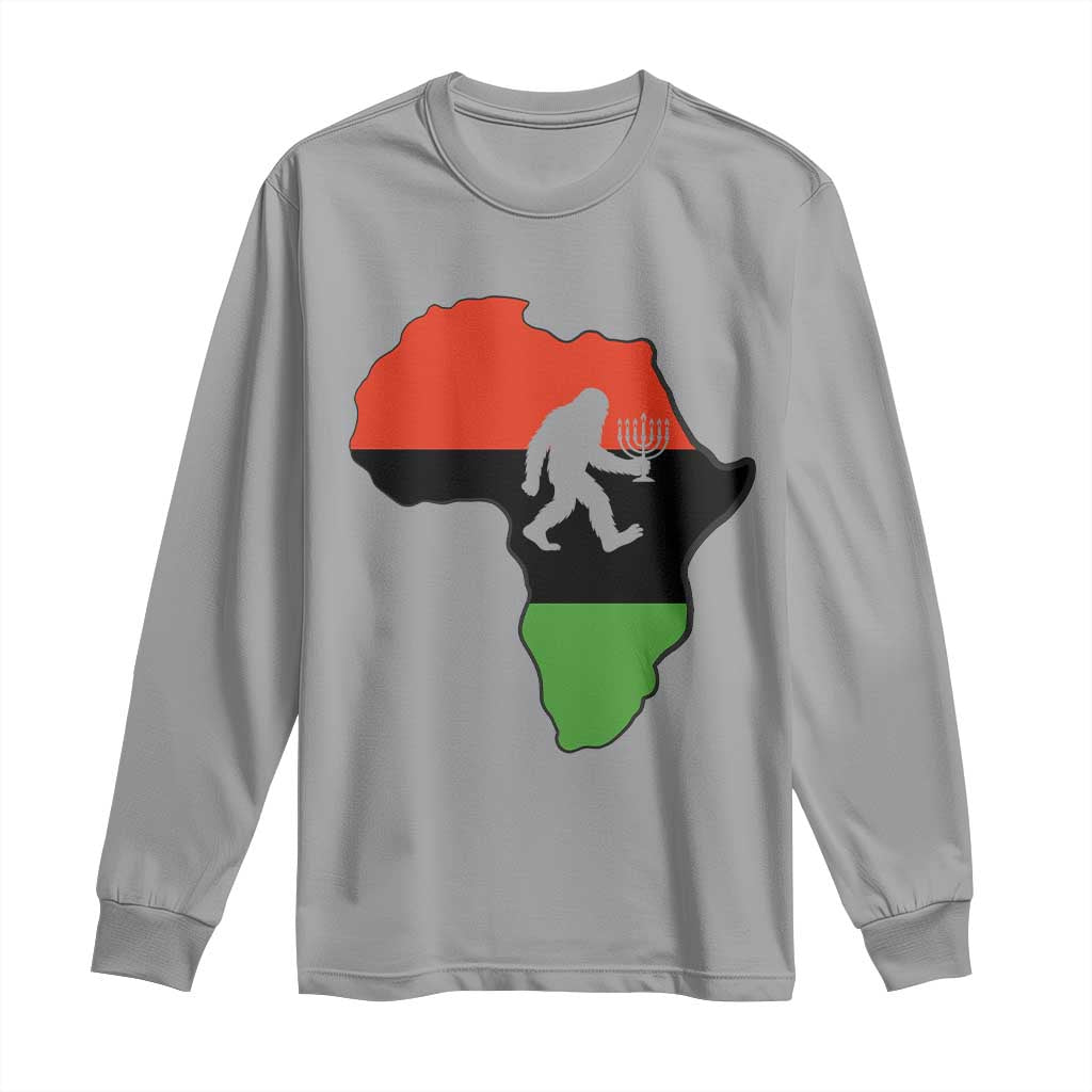 Funny Kwanzaa Bigfoot Lover Long Sleeve Shirt Festival Of Lights African Heritage Gift - Print Your Wear