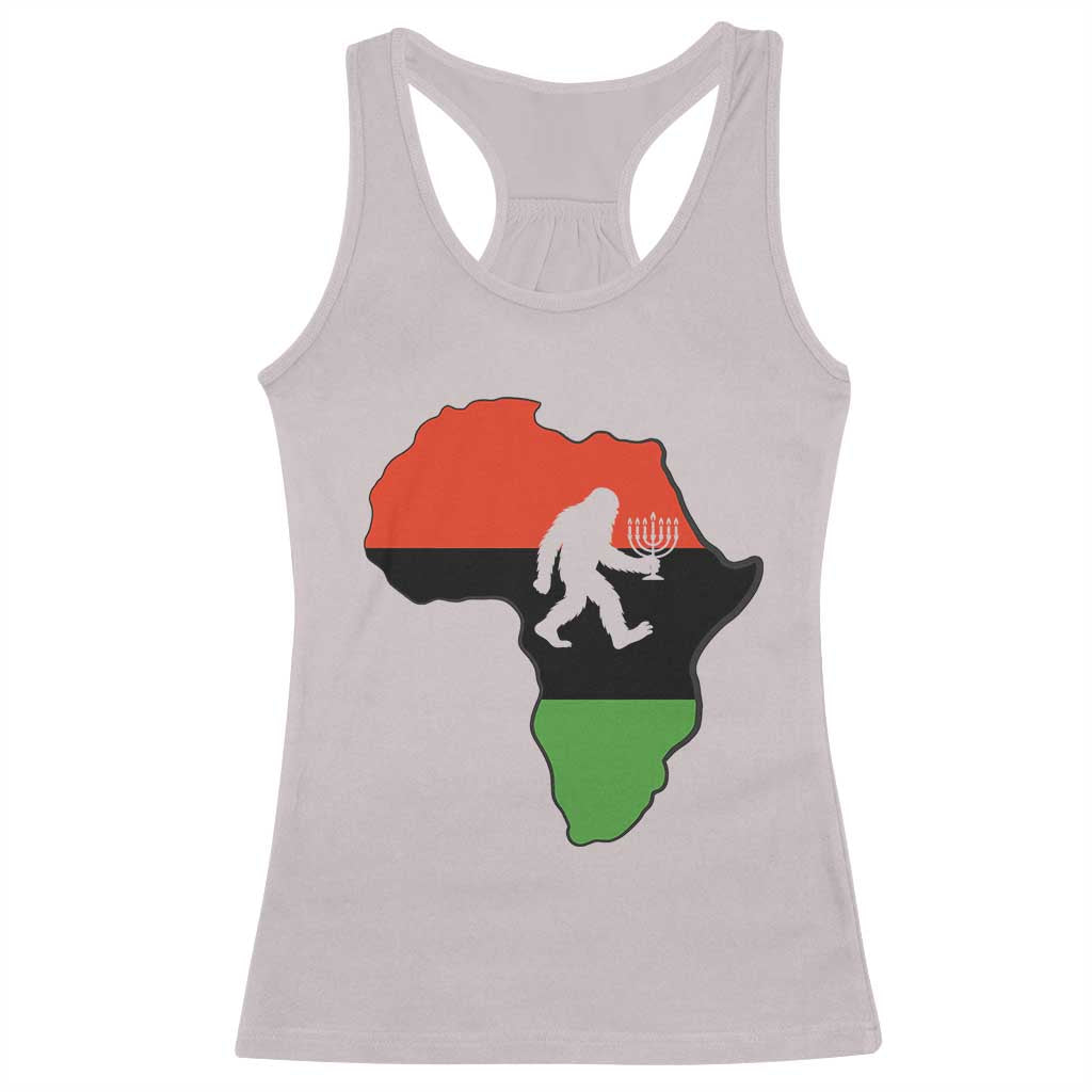 Funny Kwanzaa Bigfoot Lover Racerback Tank Top Festival Of Lights African Heritage Gift TS12 Ice Gray Print Your Wear