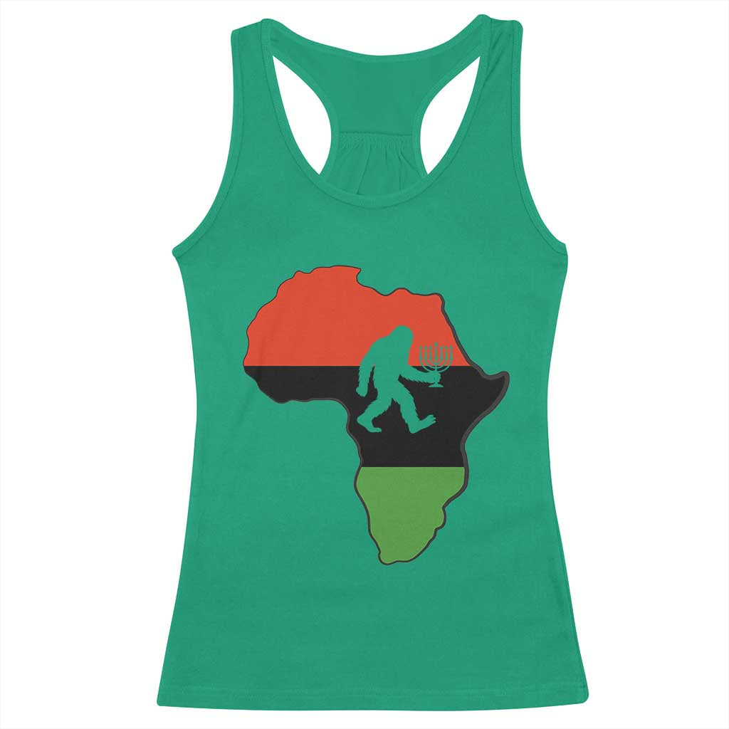 Funny Kwanzaa Bigfoot Lover Racerback Tank Top Festival Of Lights African Heritage Gift - Print Your Wear
