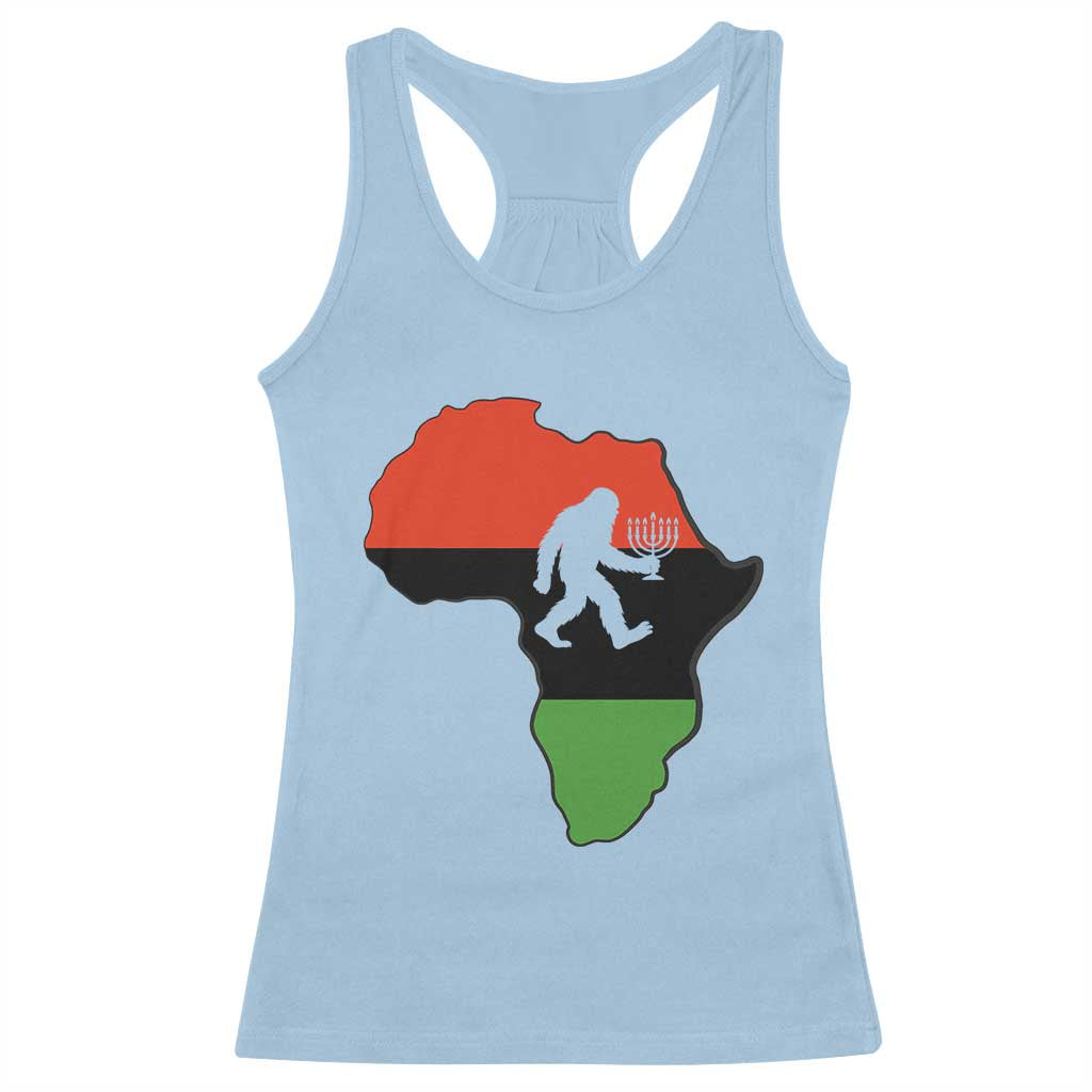 Funny Kwanzaa Bigfoot Lover Racerback Tank Top Festival Of Lights African Heritage Gift - Print Your Wear