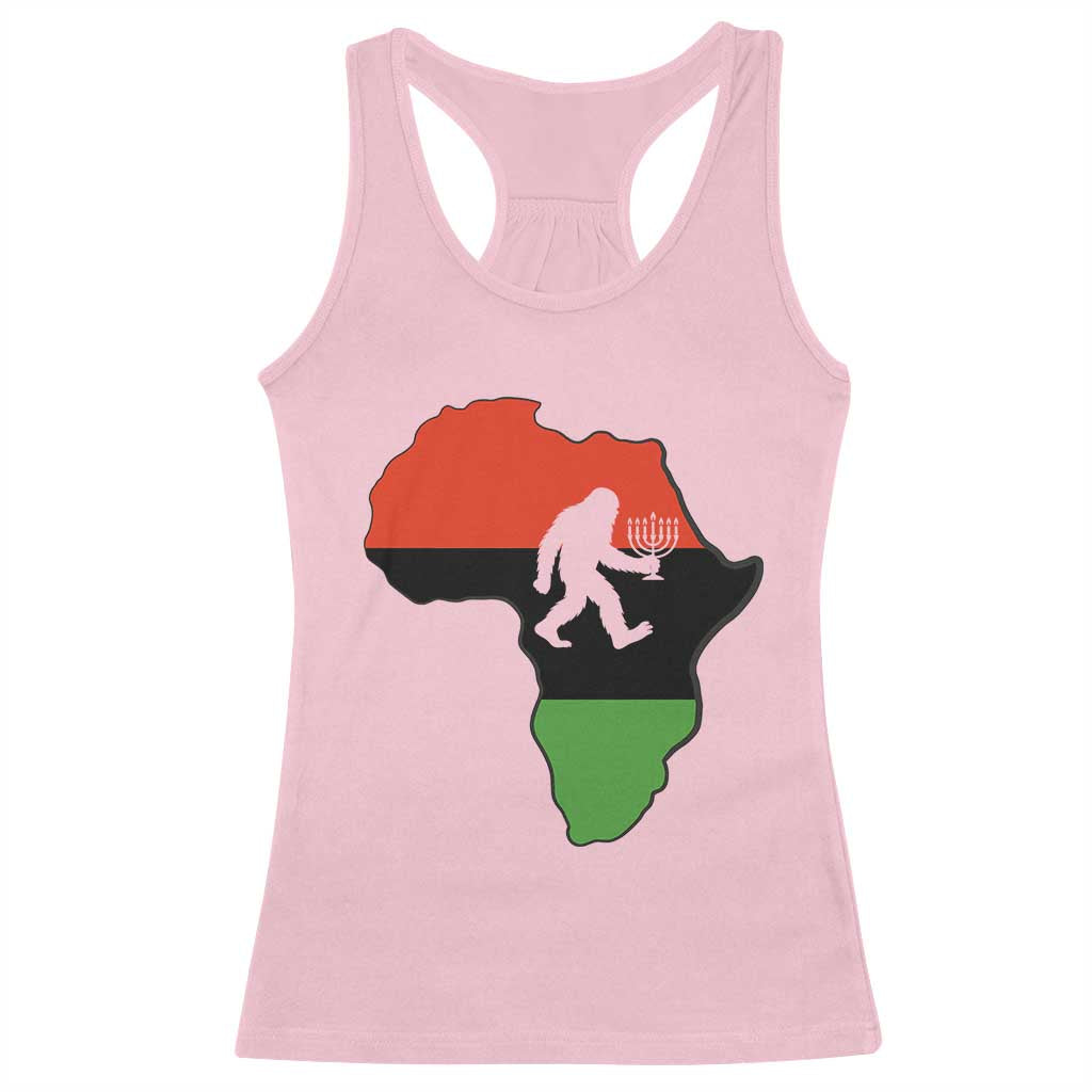 Funny Kwanzaa Bigfoot Lover Racerback Tank Top Festival Of Lights African Heritage Gift - Print Your Wear