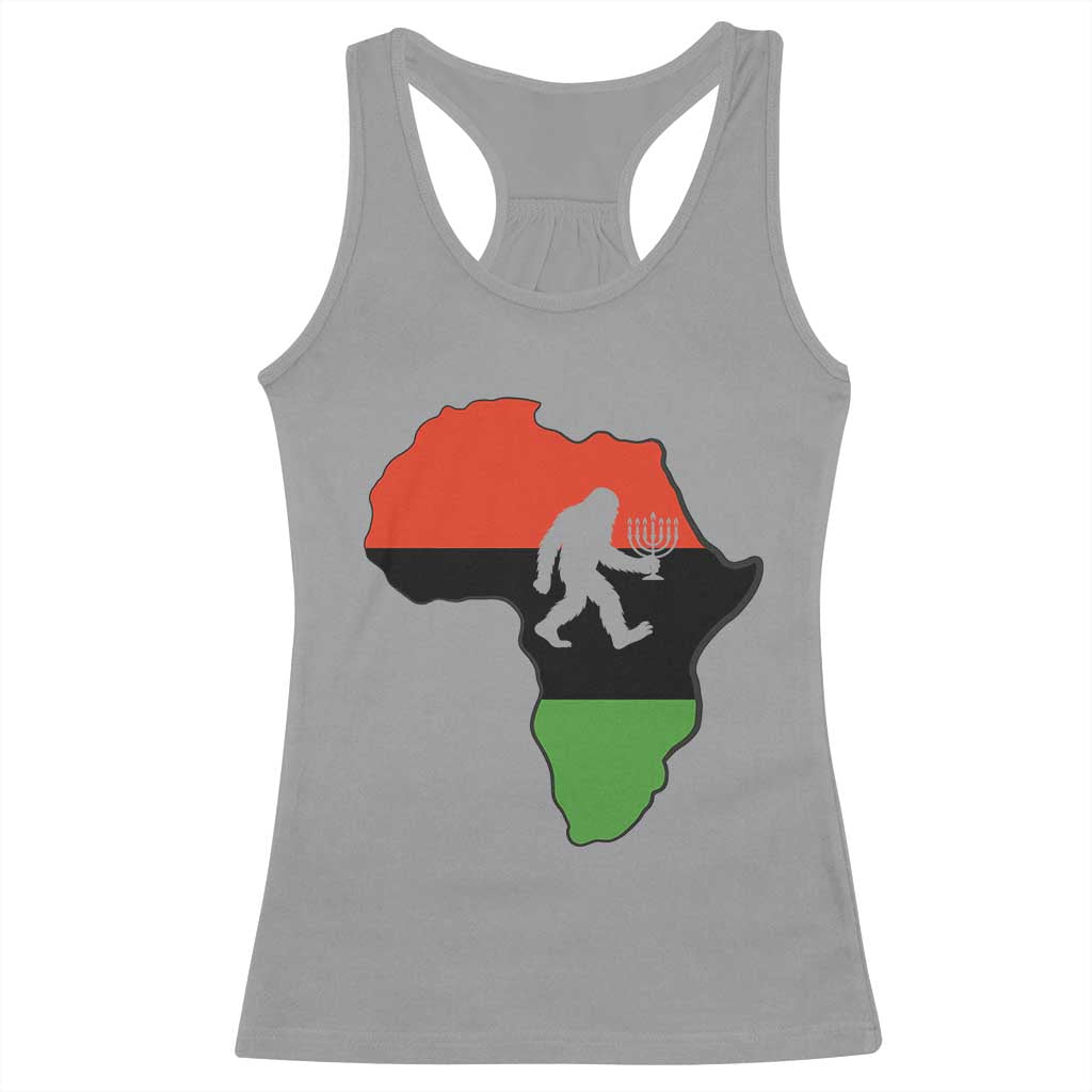 Funny Kwanzaa Bigfoot Lover Racerback Tank Top Festival Of Lights African Heritage Gift TS12 Sport Gray Print Your Wear