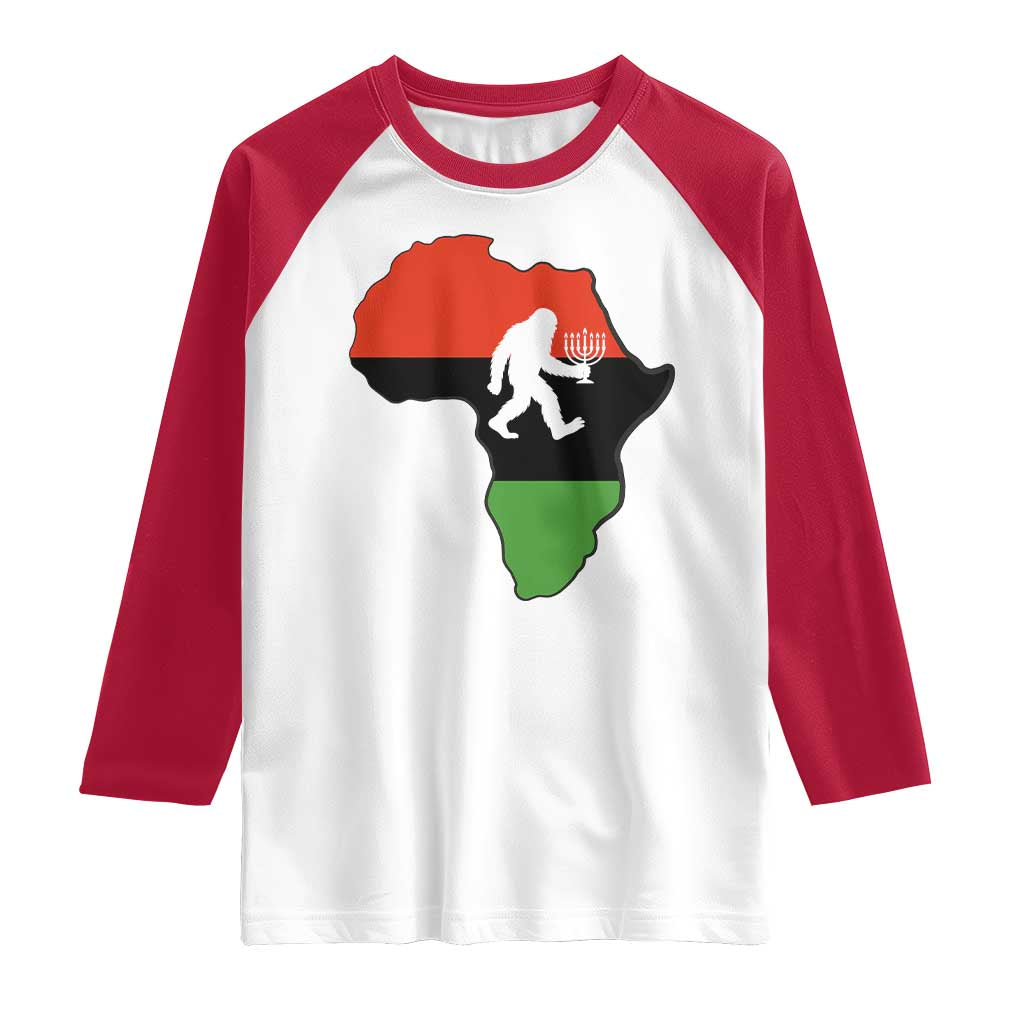 Funny Kwanzaa Bigfoot Lover Raglan Shirt Festival Of Lights African Heritage Gift TS12 White Red Print Your Wear