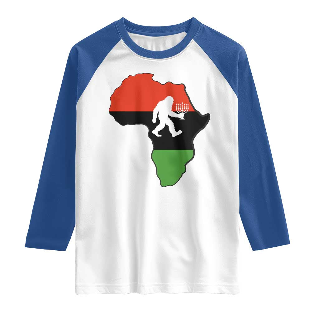 Funny Kwanzaa Bigfoot Lover Raglan Shirt Festival Of Lights African Heritage Gift - Print Your Wear