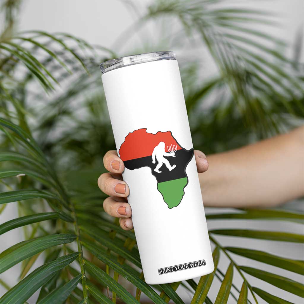 Funny Kwanzaa Bigfoot Lover Skinny Tumbler Festival Of Lights African Heritage Gift - Print Your Wear