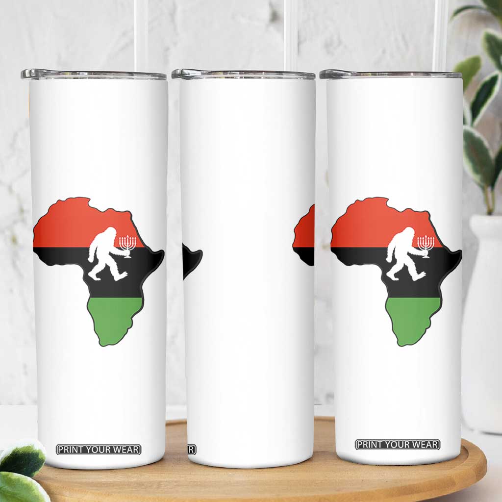 Funny Kwanzaa Bigfoot Lover Skinny Tumbler Festival Of Lights African Heritage Gift - Print Your Wear