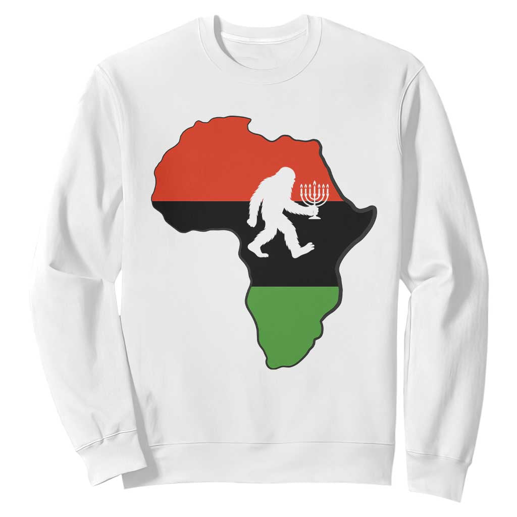 Funny Kwanzaa Bigfoot Lover Sweatshirt Festival Of Lights African Heritage Gift - Print Your Wear