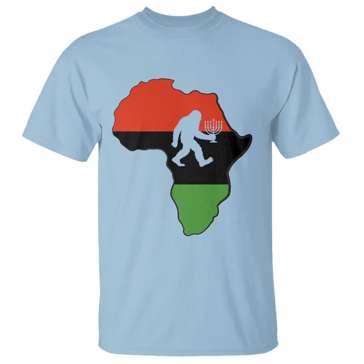 Funny Kwanzaa Bigfoot Lover T Shirt Festival Of Lights African Heritage Gift TS12 Light Blue Print Your Wear