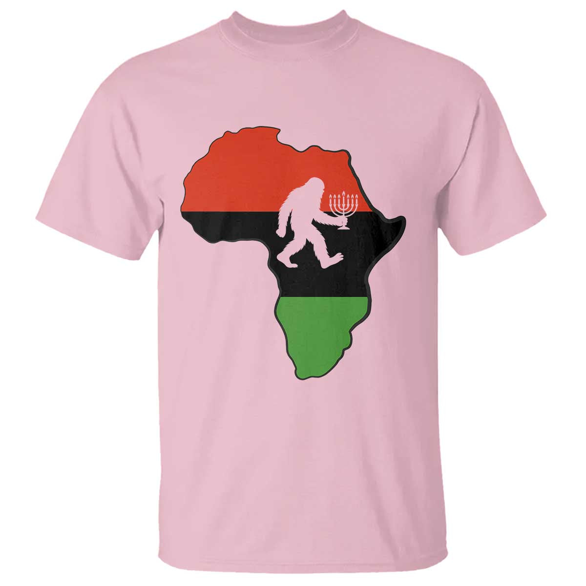 Funny Kwanzaa Bigfoot Lover T Shirt Festival Of Lights African Heritage Gift TS12 Light Pink Print Your Wear
