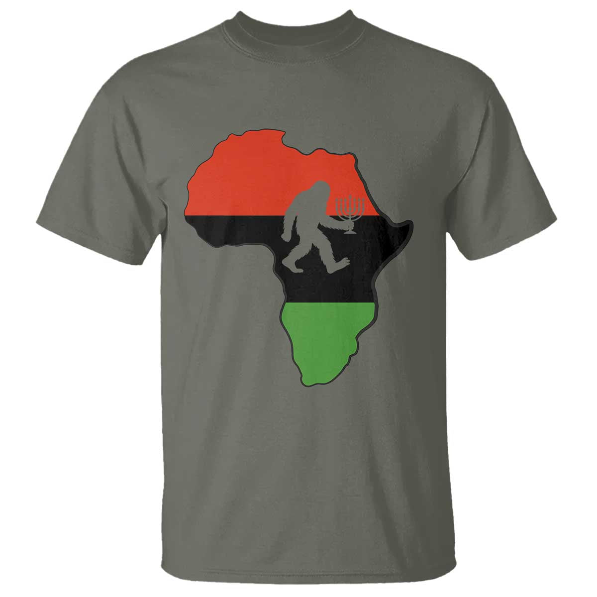 Funny Kwanzaa Bigfoot Lover T Shirt Festival Of Lights African Heritage Gift TS12 Military Green Print Your Wear