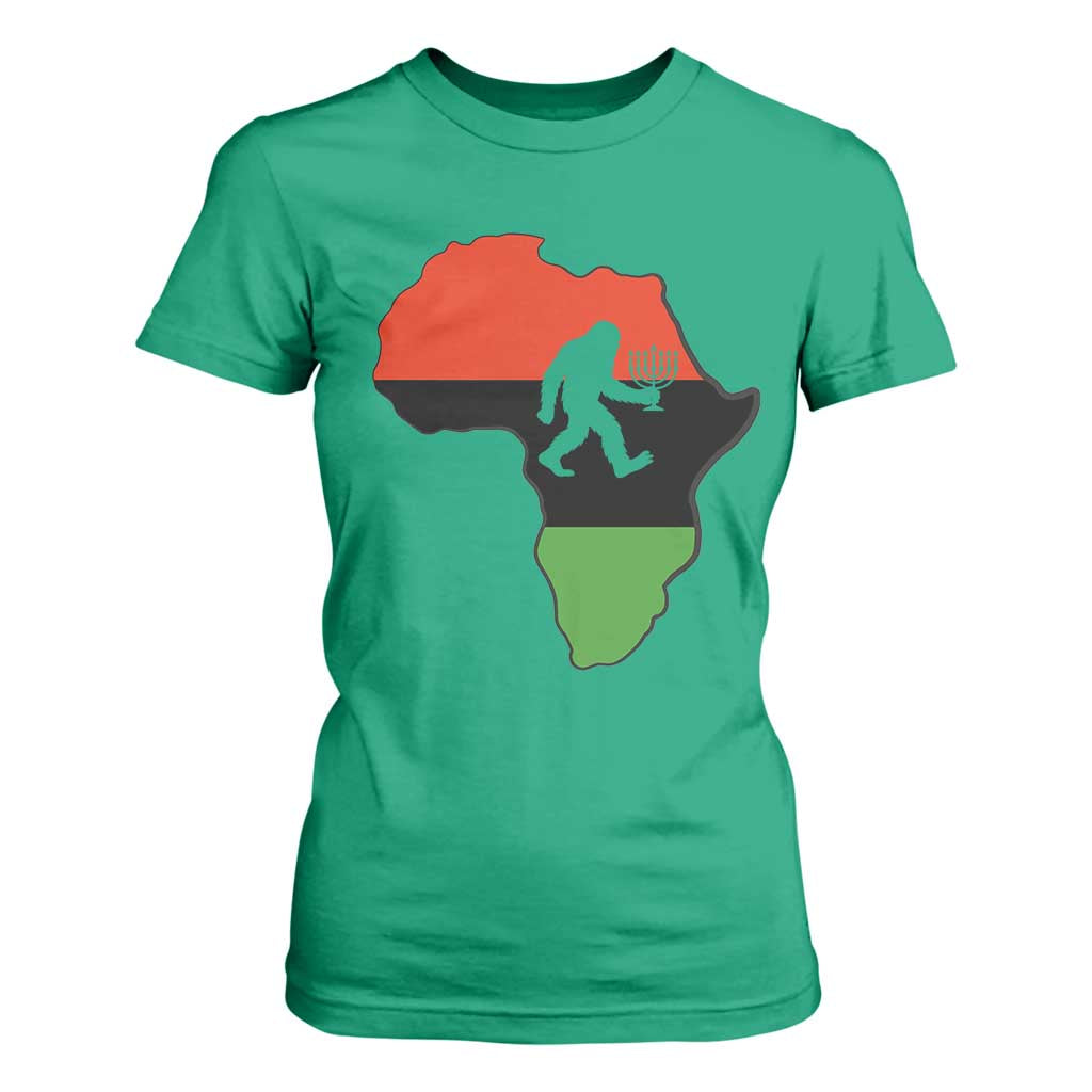 Funny Kwanzaa Bigfoot Lover T Shirt For Women Festival Of Lights African Heritage Gift TS12 Irish Green Print Your Wear