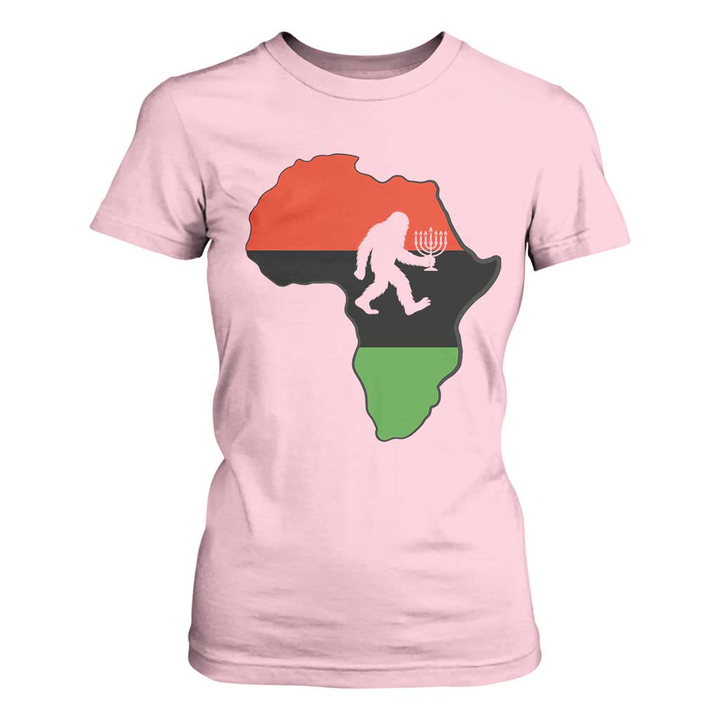 Funny Kwanzaa Bigfoot Lover T Shirt For Women Festival Of Lights African Heritage Gift TS12 Light Pink Print Your Wear