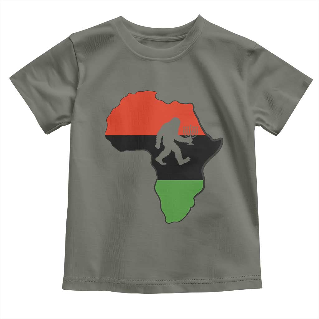Funny Kwanzaa Bigfoot Lover Toddler T Shirt Festival Of Lights African Heritage Gift TS12 Military Green Print Your Wear