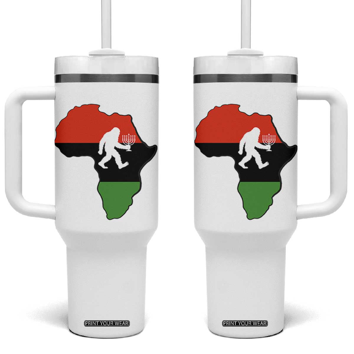 Funny Kwanzaa Bigfoot Lover Tumbler With Handle Festival Of Lights African Heritage Gift - Print Your Wear