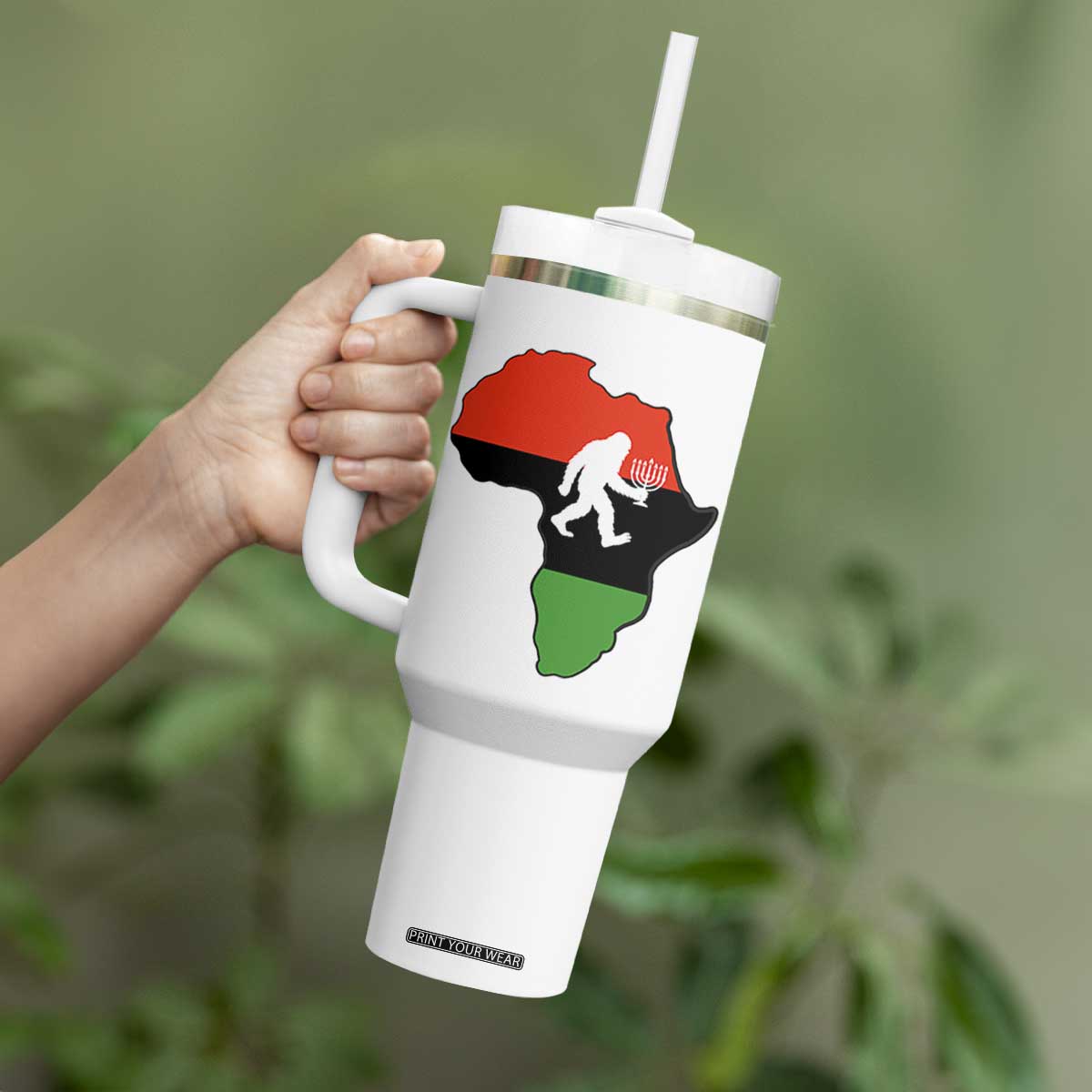 Funny Kwanzaa Bigfoot Lover Tumbler With Handle Festival Of Lights African Heritage Gift TS12 Print Your Wear