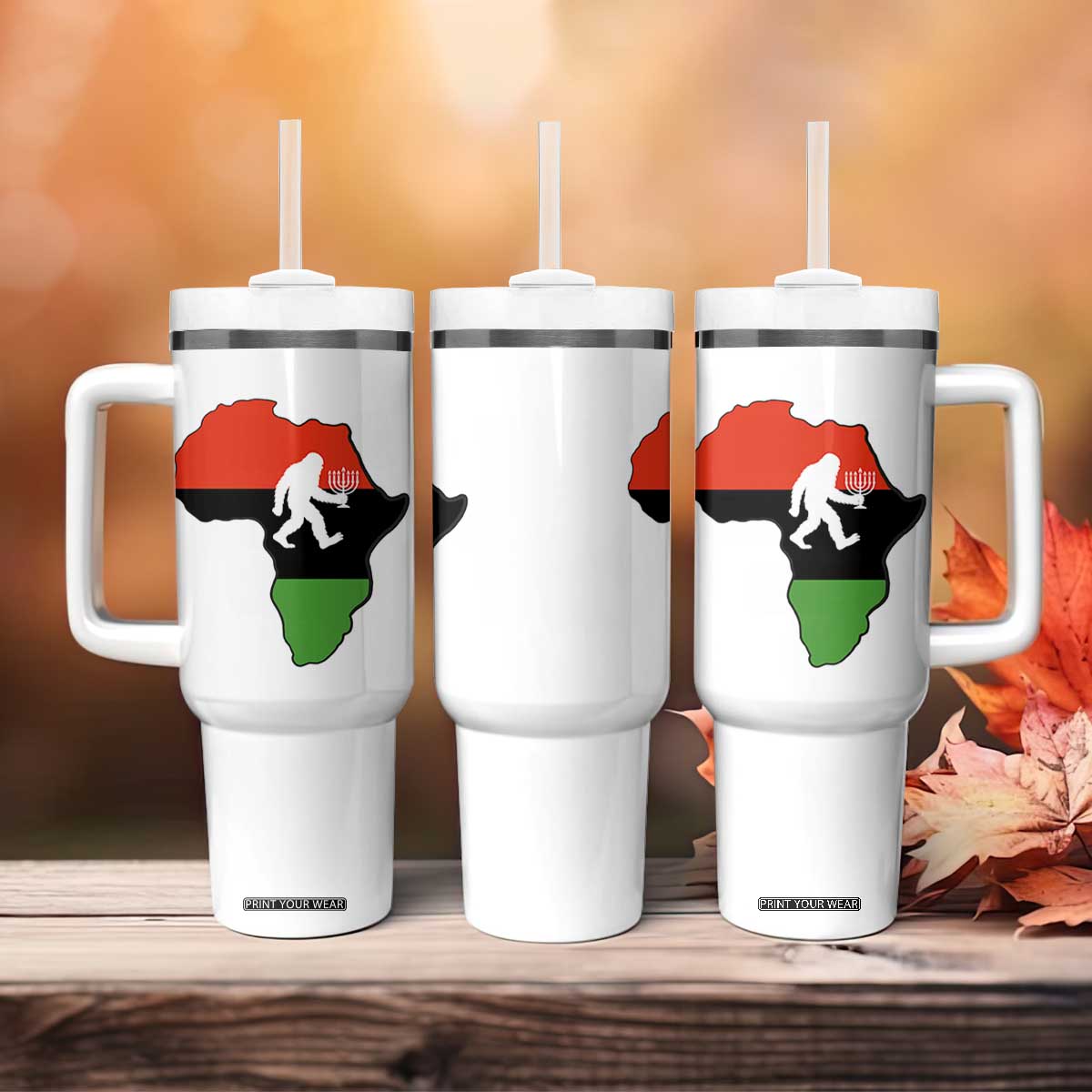 Funny Kwanzaa Bigfoot Lover Tumbler With Handle Festival Of Lights African Heritage Gift TS12 Print Your Wear