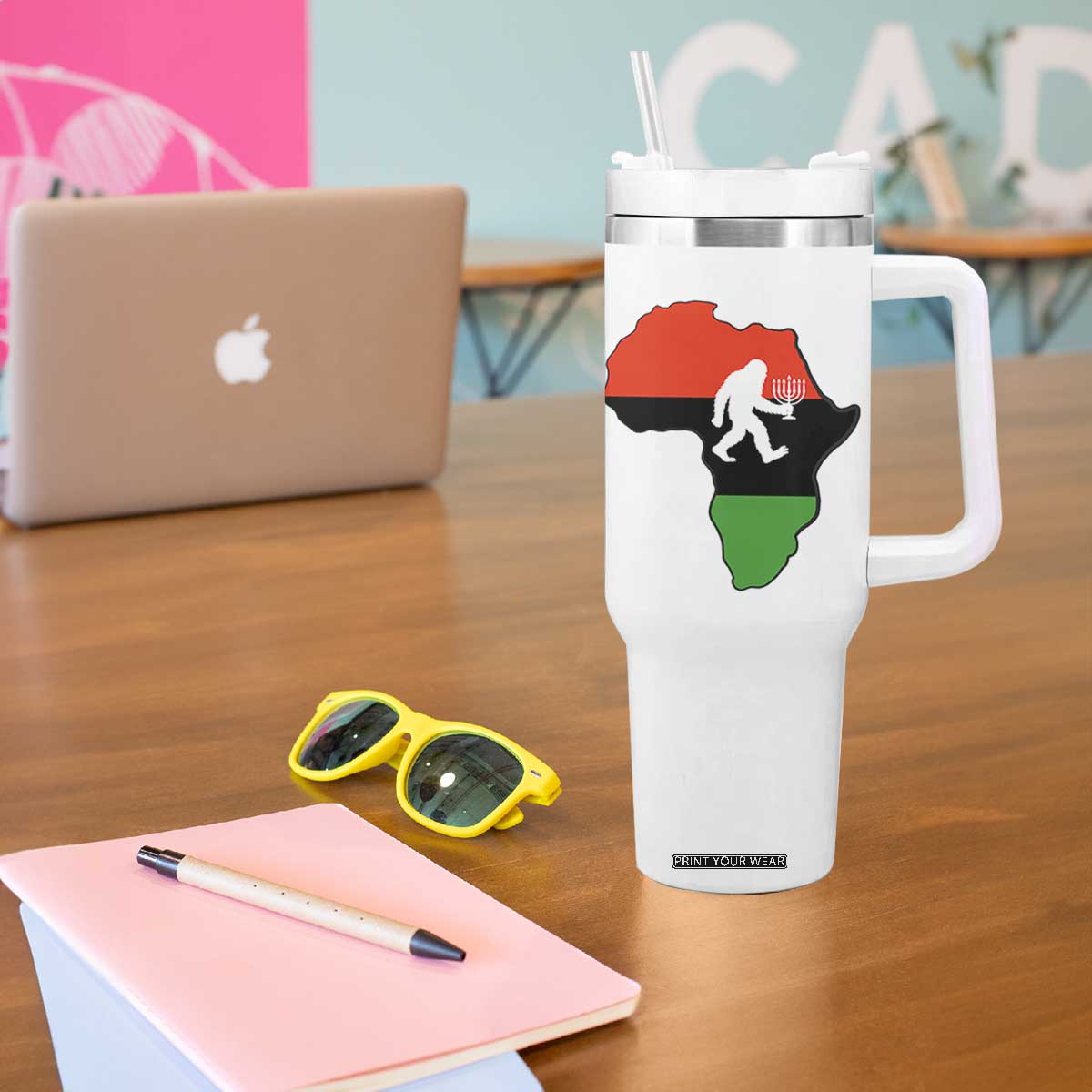Funny Kwanzaa Bigfoot Lover Tumbler With Handle Festival Of Lights African Heritage Gift TS12 Print Your Wear