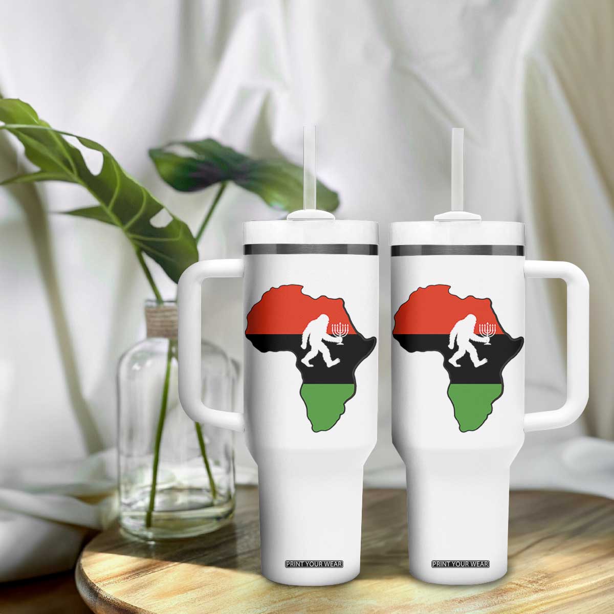 Funny Kwanzaa Bigfoot Lover Tumbler With Handle Festival Of Lights African Heritage Gift - Print Your Wear