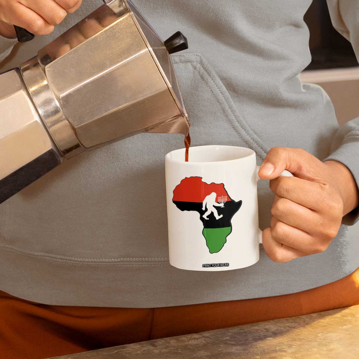Funny Kwanzaa Bigfoot Lover Coffee Mug Festival Of Lights African Heritage Gift - Print Your Wear