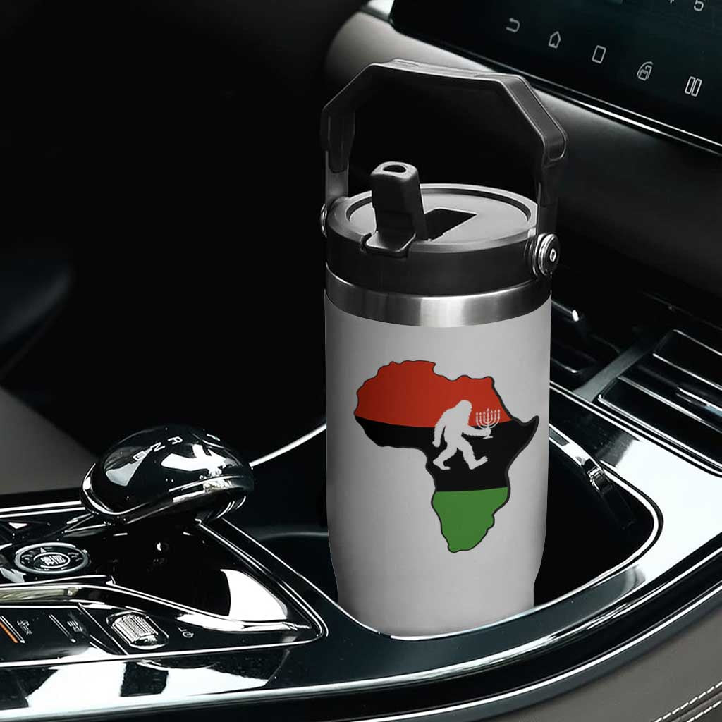 Funny Kwanzaa Bigfoot Lover Flip Straw Tumbler Festival Of Lights African Heritage Gift - Print Your Wear