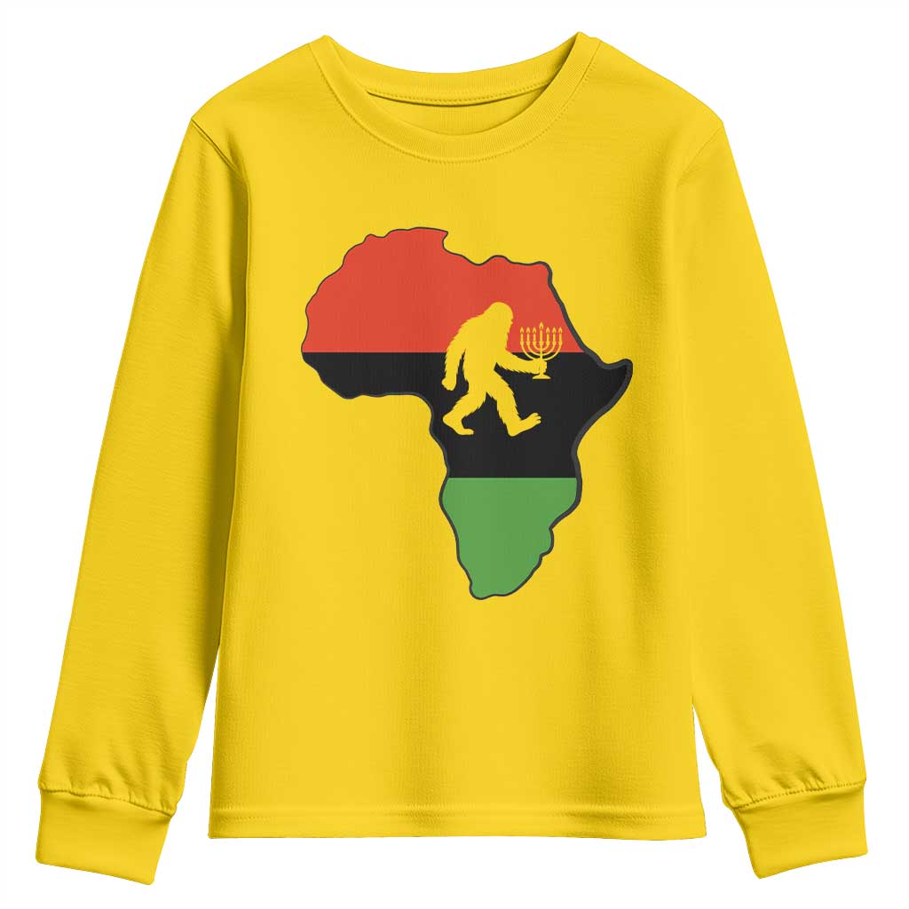 Funny Kwanzaa Bigfoot Lover Youth Sweatshirt Festival Of Lights African Heritage Gift - Print Your Wear